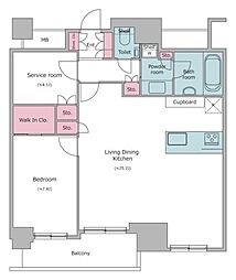 レジディアタワー目黒不動前 1SLDKの間取図画像