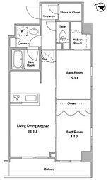 ケリア西馬込アジールコート 2LDKの間取図画像