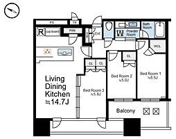 シティタワー大井町 3LDKの間取図画像