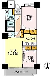 品川シーサイドビュータワー1 2LDKの間取図画像
