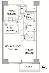 アビティ目黒 2LDKの間取図画像