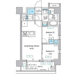 プレディアコート三軒茶屋 2LDKの間取図画像