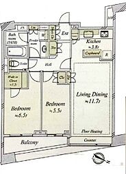 パークホームズ目黒ザレジデンス 2LDKの間取図画像