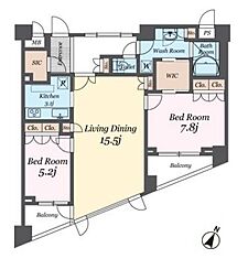 パシフィックレジデンス目黒本町 2LDKの間取図画像