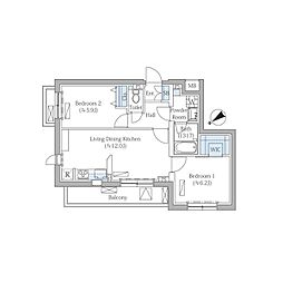 Rovine目黒東山 2LDKの間取図画像