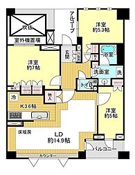 パークハウス玉川岡本 3LDKの間取図画像