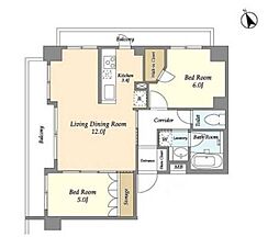 KDXレジデンス尾山台 2LDKの間取図画像