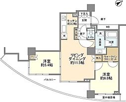 ドレッセ目黒インプレスタワー 2LDKの間取図画像