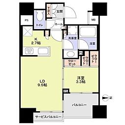 クレヴィア恵比寿 1LDKの間取図画像