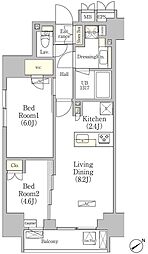 パークヴィラ恵比寿 2LDKの間取図画像