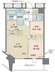 ザ・パークハウス戸越公園タワー 2LDKの間取図画像
