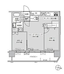 コスモグランス南品川 2LDKの間取図画像