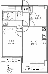 コーヅ大崎ハイツ 2LDKの間取図画像