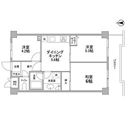 ヴェラハイツ目黒ガーデン 3DKの間取図画像