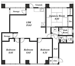 初台木田ビル 4LDKの間取図画像