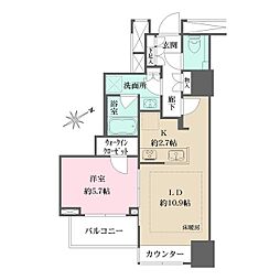 ザ・パークハウス三軒茶屋タワー 1LDKの間取図画像