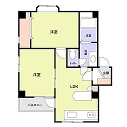 クレスト高輪 2DKの間取図画像
