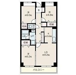 目黒本町マンション 3LDKの間取図画像