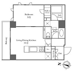 KDXレジデンス恵比寿 1LDKの間取図画像