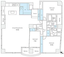 グランフォルム白金日吉坂 3LDKの間取図画像
