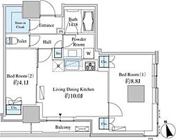 ベルファース芝浦タワー 2LDKの間取図画像