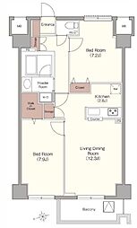 ベラカーサ広尾 2LDKの間取図画像