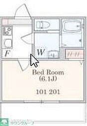 小田急小田原線 新百合ヶ丘駅 徒歩10分の賃貸アパート 2階1Kの間取り