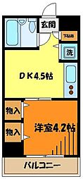 JR横浜線 片倉駅 徒歩10分の賃貸マンション 2階1DKの間取り