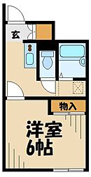 京王相模原線 京王堀之内駅 徒歩22分の賃貸アパート 1階1Kの間取り