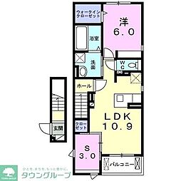 ル・シエル　クレール 2階2LDKの間取り