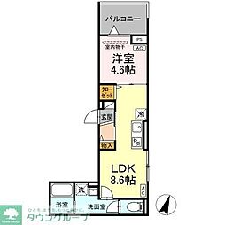 D-ROOM万町II 1LDKの間取図画像