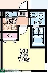 JR八高線 北八王子駅 徒歩11分の賃貸アパート 1階1Kの間取り
