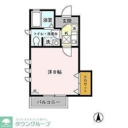 JR中央線 国立駅 徒歩15分の賃貸アパート 1階1Kの間取り