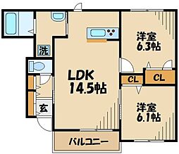 JR中央線 豊田駅 徒歩13分の賃貸アパート 1階3LDKの間取り