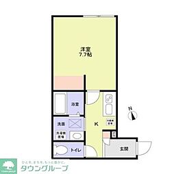 JR中央線 西八王子駅 徒歩16分の賃貸アパート 1階1Kの間取り