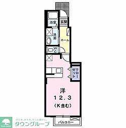 JR中央線 豊田駅 徒歩22分の賃貸アパート 1階ワンルームの間取り