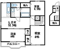JR横浜線 八王子みなみ野駅 徒歩7分の賃貸アパート 2階3LDKの間取り