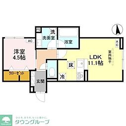 D-ROOM元横山 1LDKの間取図画像