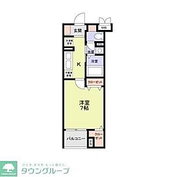 メゾンドルノン 1Kの間取図画像