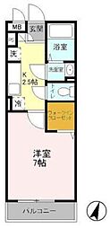 パピヨン八王子みなみ野 1Kの間取図画像