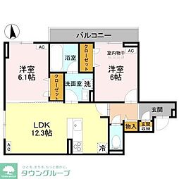 D-ROOM元横山 2LDKの間取図画像