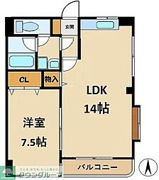 メゾンドA2 1LDKの間取図画像