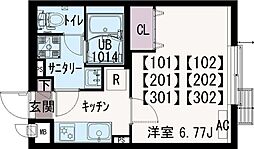 東武伊勢崎線 梅島駅 徒歩18分の賃貸マンション 3階1Kの間取り