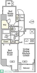 クラリティア浅草橋 2階2LDKの間取り