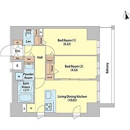 ＳＡＩＯＮ町屋 9階2LDKの間取り