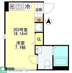 FERIO三河島 2階ワンルームの間取り