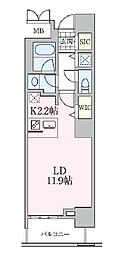 ロイヤルパークスタワー南千住 15階1Kの間取り