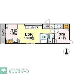 セレスティア栗原 2階2LDKの間取り