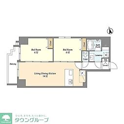 ネオアーバンレジデンス駒込 5階2LDKの間取り