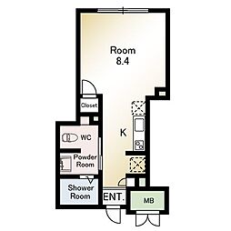 M’s LABEL 西日暮里 2階ワンルームの間取り